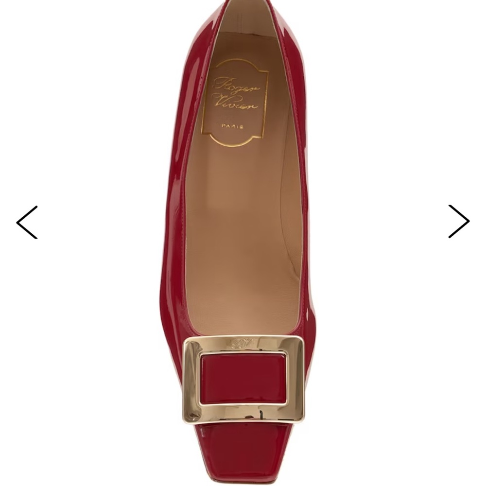 ROGER VIVIER RED LOW HEEL 38 US 8 but fits small so 7-7.5.